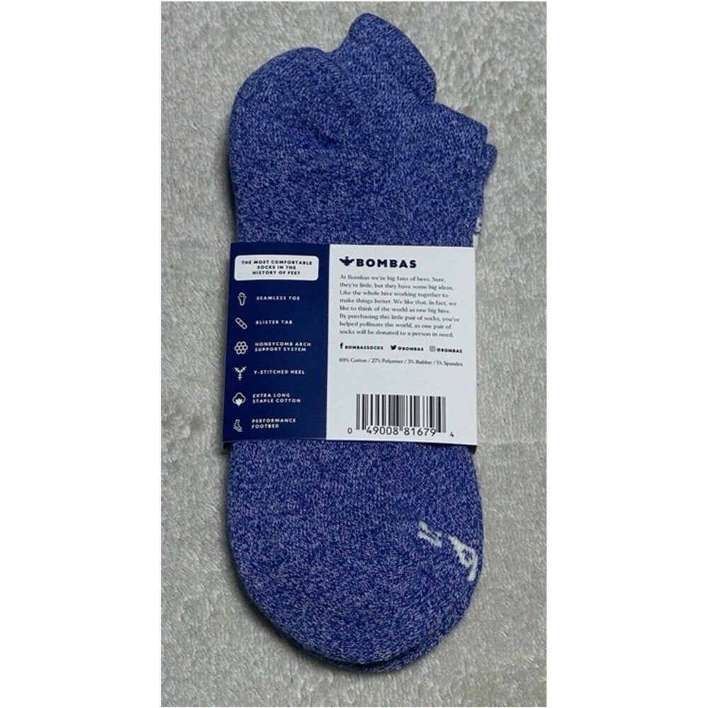 Bombas Ankle Socks Medium Blue Lot of 4 Pairs - Picture 3 of 3